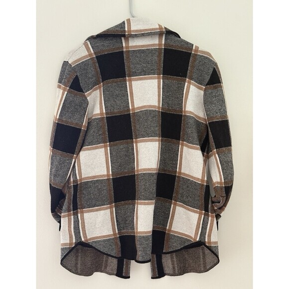 Cupcakes and Cashmere Womens M Plaid Jacket Shacket Black Brown preppy classic - Picture 4 of 6